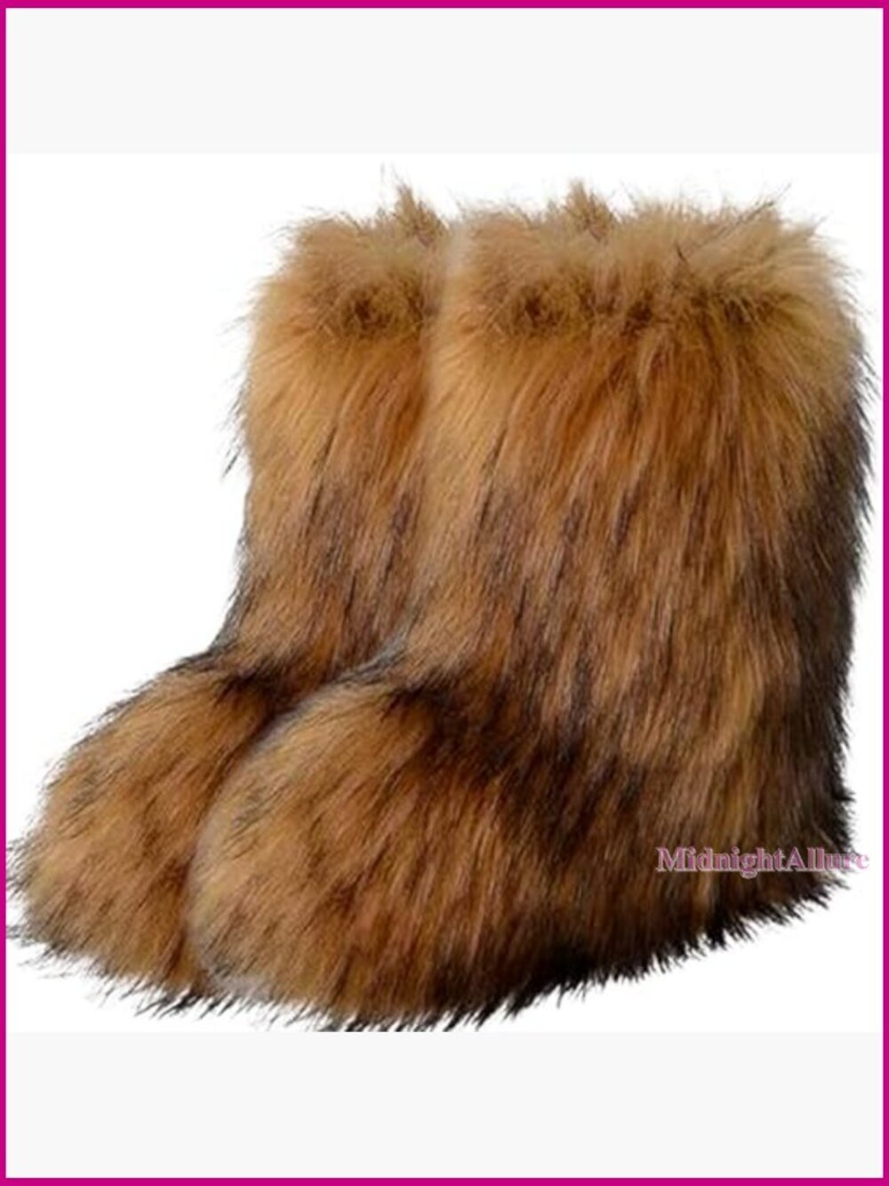 Faux Fur Mid-Calf Snow Boots, Warm Winter Outdoor Indoor Flat - Picture 4 of 7
